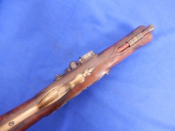 English Early 18th Century Brass Barrel Blunderbus Flintlock Pistol by G.Bower - Image 6