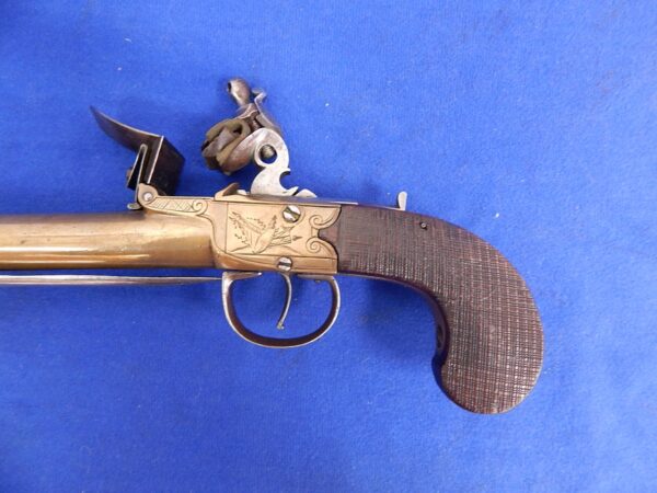 European Blunderbuss Flintlock Pistol with Snap Bayonet - Image 7