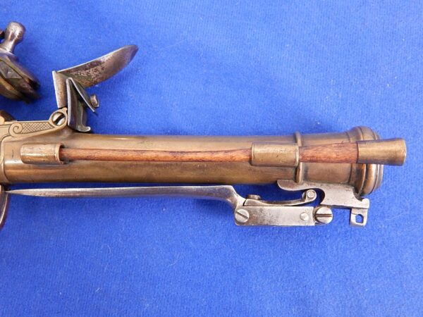 European Blunderbuss Flintlock Pistol with Snap Bayonet - Image 13